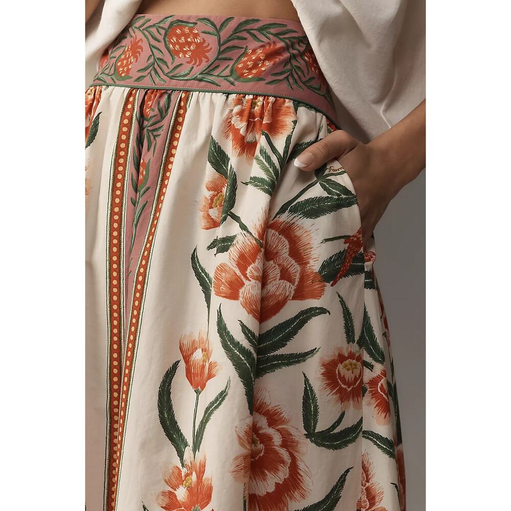 FARM RIO Ainika Delicate Floral Midi Skirt Size L NWT - Picture 4 of 5